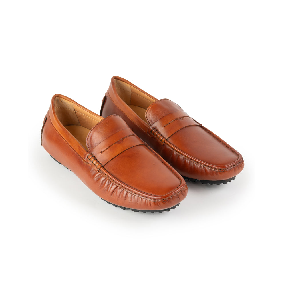 Men’s Classic Leather Brown Driving Shoes – Effortless Everyday Style 38